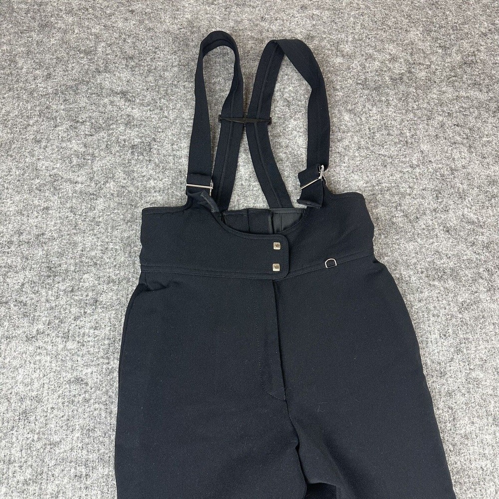 Vtg Peregrine Ski Pants Women 10 Black Bibs Adjustable Wool Blend